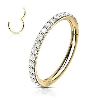 K1041-GD Piercing segment kruh s kamínky, zlacený