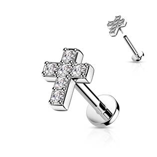 LB0039ST-1206 Labreta / cartilage piercing - křížek
