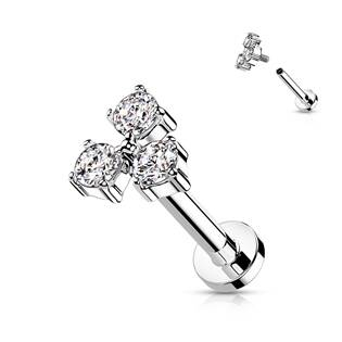LB0042C-1206 Labreta / cartilage piercing, čiré zirkony
