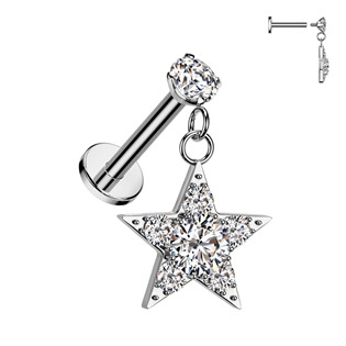 LB049 Labreta - piercing do brady s hězdou