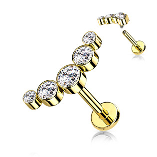 LB1113GD-1208 Zlacený piercing do brady se zirkony
