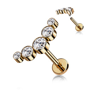 LB1113RD-1208 Zlacený piercing do brady se zirkony