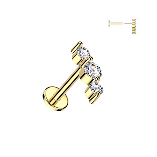 LB1131-GD Zlacený piercing do brady - PUSH IN labreta