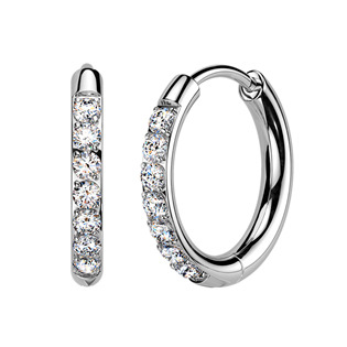 MOT1001-14 Titanové náušnice kruhy s moissanity, 14 mm