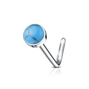 N0094-TQ Zahnutý piercing do nosu - tyrkys