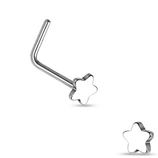 N01155-ST Zahnutý piercing do nosu - hvězda