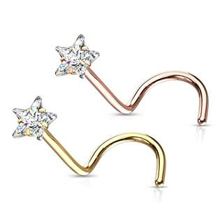 N0138GD Zlacený piercing do nosu hvězdička
