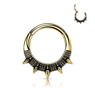 NS0056GD-1208 Zlacený segment kruh s hroty - helix / cartilage / tragus piercing