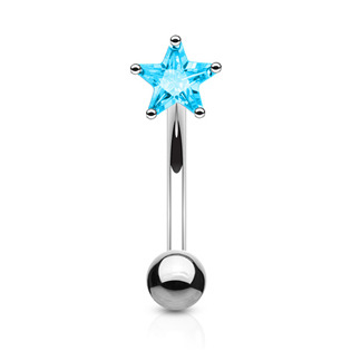 OB1004-Q Piercing do obočí - zirkon, tyrkysová barva