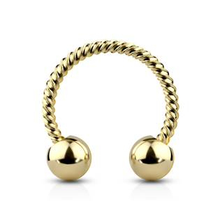 PV1005GD-1208 Zlatý piercing podkova vroubkovná 1,2 x 8 mm