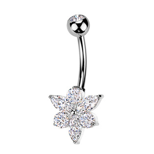 TB002 Piercing do pupíku - TITAN + bižuterie