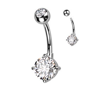 TB003-C Piercing do pupíku s kulatým kamenem