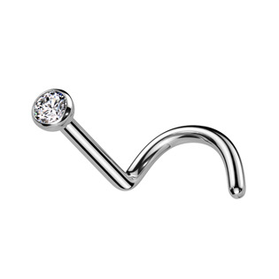 TIT1025-C Piercing do nosu - titan, čirý kamínek