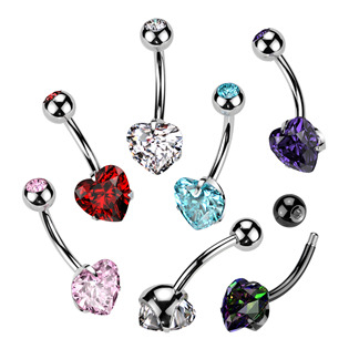 TIT1058-P Piercing do pupíku srdce - TITAN