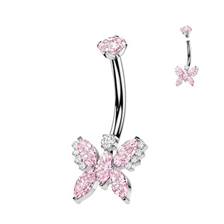 TIT1385-P Piercing do pupíku - TITAN, růžová barva