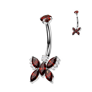 TIT1385-R Piercing do pupíku - TITAN, červená barva