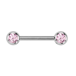 TIT1435-P Piercing do bradavky TITAN, růžové zirkony