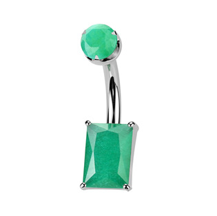 TIT1582 Piercing do pupíku obdélník - TITAN, Green Onyx