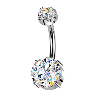 TM001 Luxusní piercing do pupíku s Moissanity 2.50ct, TITAN