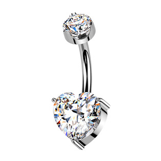 TM002 Luxusní piercing do pupíku s Moissanity 2.50ct, TITAN