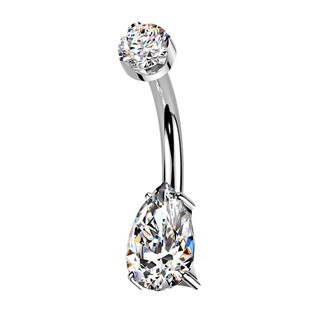 TM003 Luxusní piercing do pupíku s Moissanity 1.25ct, TITAN
