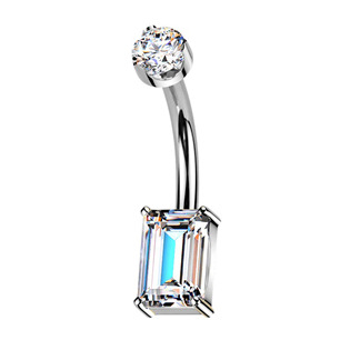 TM004 Luxusní piercing do pupíku s Moissanity 1.25ct, TITAN