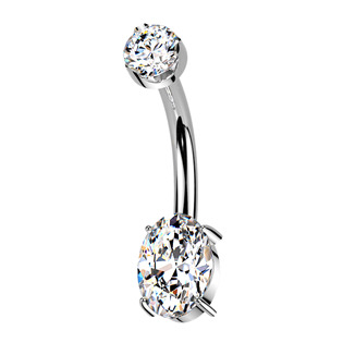 TM005 Luxusní piercing do pupíku s Moissanity 1.25ct, TITAN