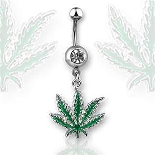 WP01018 Piercing do pupíku - list marihuany