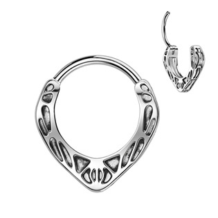 SG132 Ocelový piercing - segment kruh s oramenty