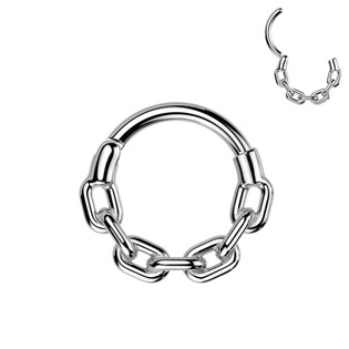 SG133-1210 Ocelový piercing - segment kruh řetěz