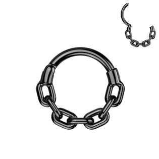 SG137-1210 Černý ocelový piercing - segment kruh řetěz