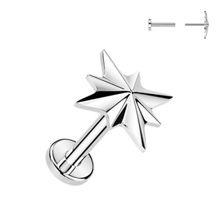 TIT1644 Piercing do brady hvězdička - PUSH IN labreta TITAN