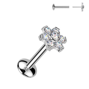 TM010 Piercing do brady kytička - PUSH IN labreta TITAN s Moissanity 0.015ct