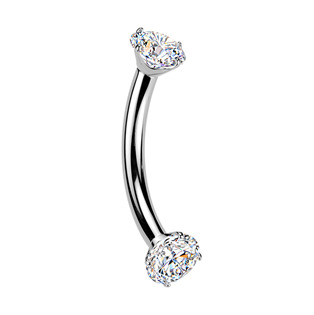 TM039 Luxusní piercing do obočí s Moissanity 2 x 0.11 ct, TITAN