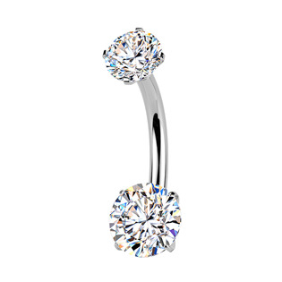 TM040 Luxusní piercing do pupíku s Moissanity 1.50ct, TITAN