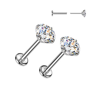 TM031-04 Titanové náušnice PUSH-IN s moissanity 4mm (2 x 0.25ct)