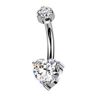 TM007-S Luxusní piercing do pupíku s Moissanity 1.00ct, TITAN