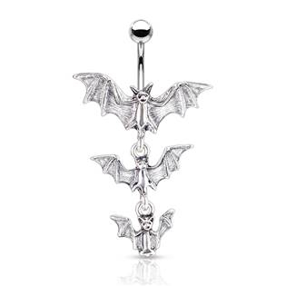 WP01051 Piercing do pupíku s motivem netopýrů