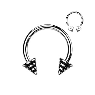 PV01008 Piercing - podkova - černé proužky