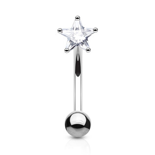 OB1004-C Piercing do obočí - zirkon, čirá barva