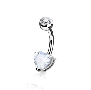 WP0050-C Piercing do pupíku srdce, barva: čirá