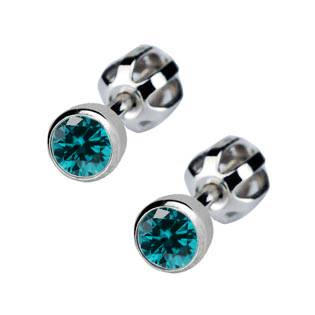 ZB23067A-ZM Stříbrné náušnice se zelenomodré kamínky 4 mm