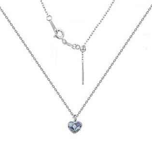NB-0204-DB Minimalistický stříbrný náhrdelník se srdcem Crystals from Swarovski® Denim Blue