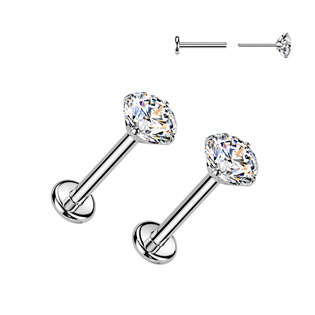 TM031-03 Titanové náušnice PUSH-IN s moissanity 3mm (2 x 0.11ct)