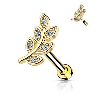 LB1098-1208 Zlacený piercing do brady - větvička