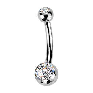 TIT1594 Piercing do pupíku banánek malý - TITAN, kuličky 4 a 6 mm
