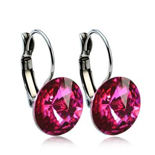 NBS12-FS Ocelové náušnice s krystaly Swarovski® 12 mm, FUCHSIA