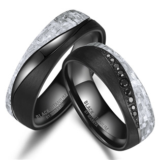 BT-13 BT-13 Snubní prsteny BLACK TITANIUM + Karbon, pár prstenů
