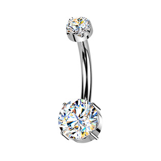 TM006-S Luxusní piercing do pupíku s Moissanity 1.05ct, TITAN
