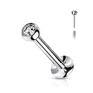 LB0018-12062 Labreta PUSH IN s čirým zirkonem, tyčka 12 x 6 mm